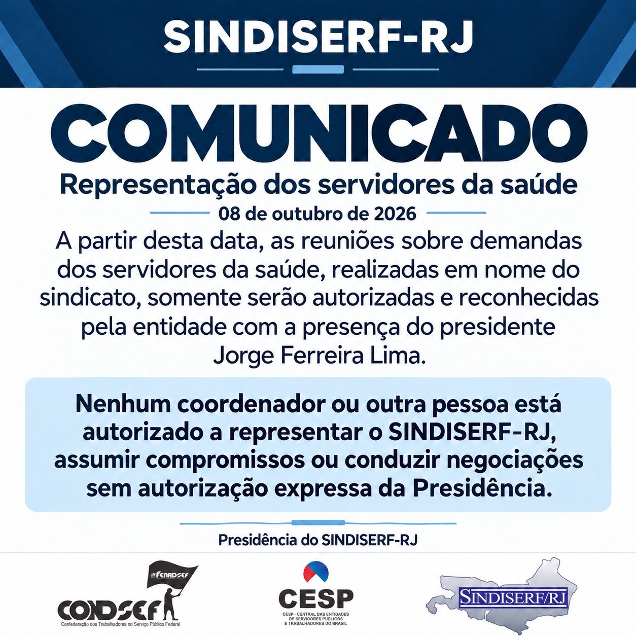 O SINDISERF/RJ informa! – Comunicado de reuniões da saúde